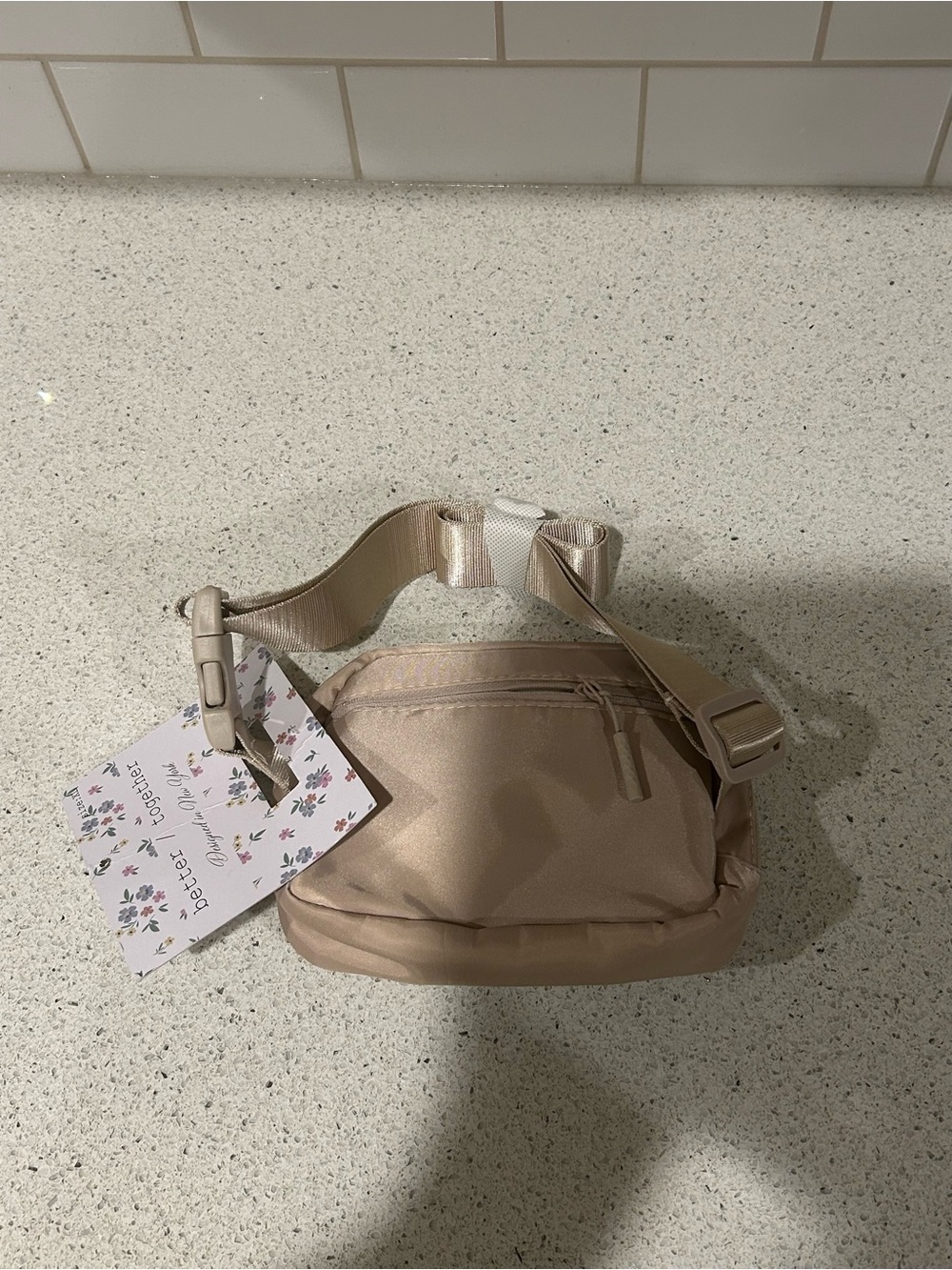 Light Champagne Satin Waist Bag - Women's Crossbody Belt Bag